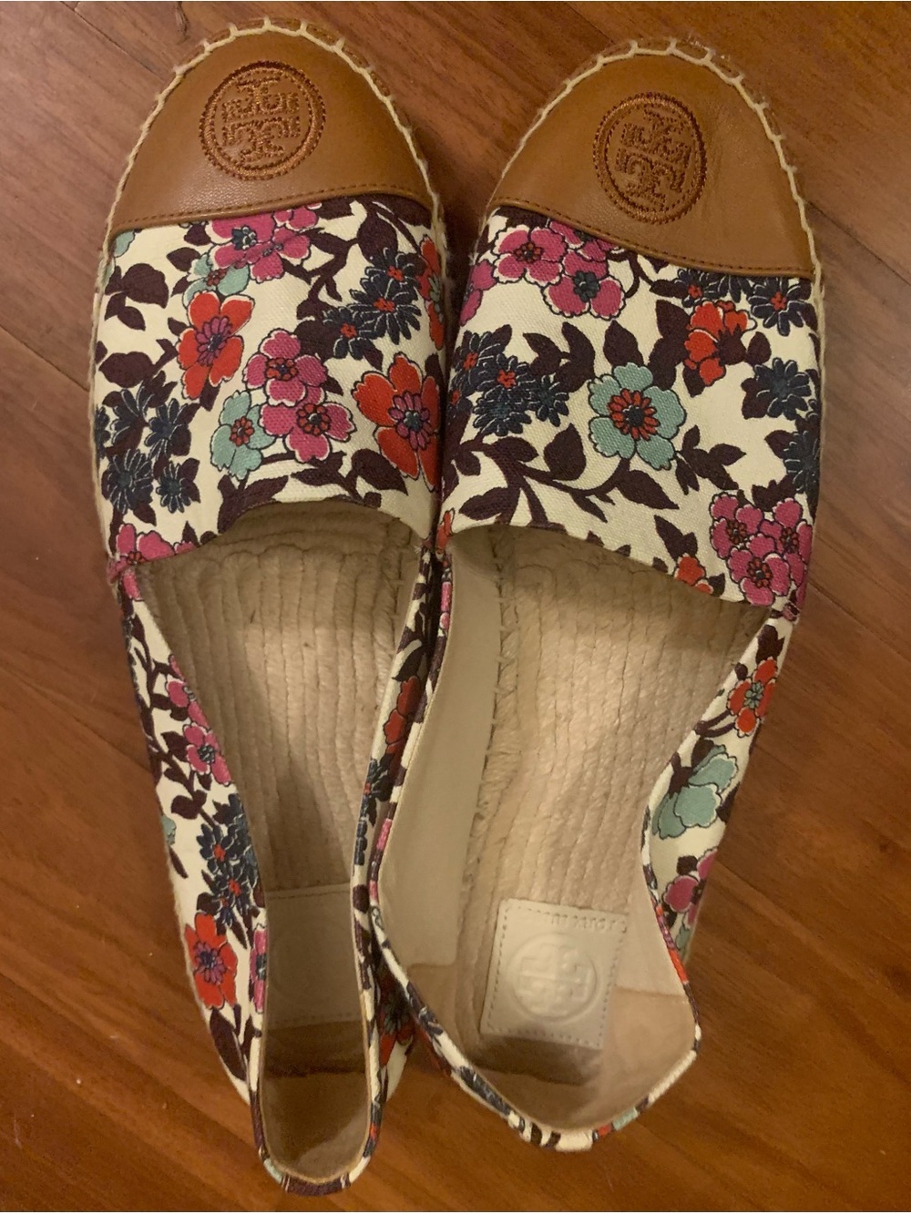 Tory Burch Floral Canvas Espadrille Flats in Cream, Pink & Red - Picture 5 of 5